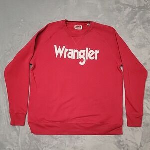 Wrangler Sweatshirt Mens XL Red Crewneck Pullover Big Logo Western Casual Fleece